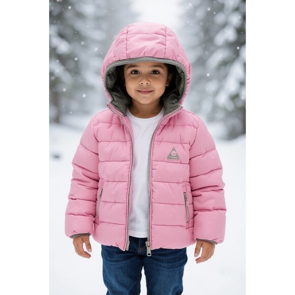 Gerry Girls Puffer Jacket Pink Hooded Zip Front Insulated Winter Coat Size 2T - Picture 10 of 12